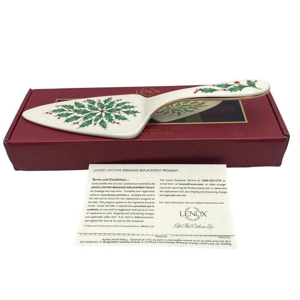 Lenox Holiday Holly Berry Dessert Server with Box NIB